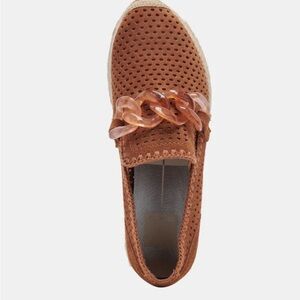 Dolce Vita Tan Perforated Loafers with Chain Detail